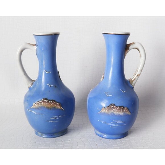 Japanese Moriage 5 Piece Condiment Set Tray Cruets Salt & Pepper - Picture 5 of 8